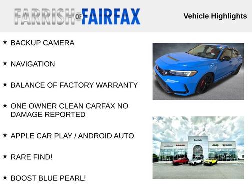Boost Blue Pearl 2023 Honda Civic Type R Base