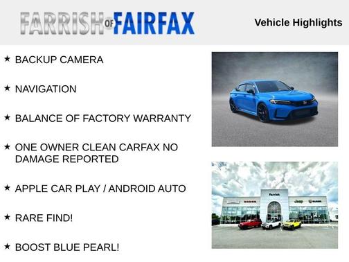 Boost Blue Pearl 2023 Honda Civic Type R Base