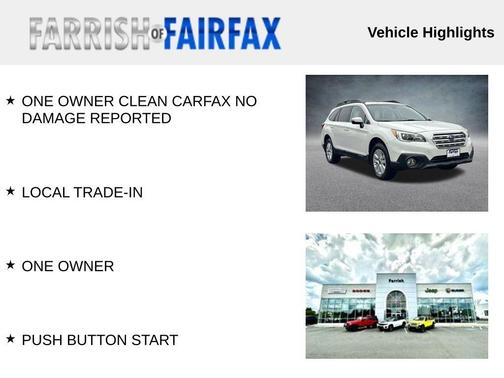 White 2017 Subaru Outback 2.5i Premium