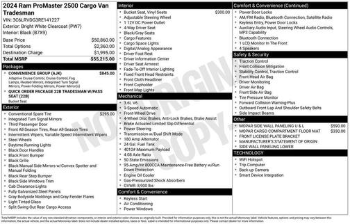 Bright White Clearcoat 2024 RAM ProMaster 2500 Tradesman
