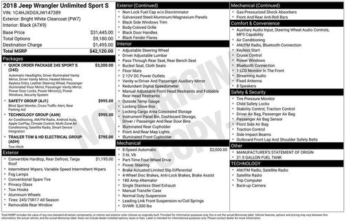 2018 Jeep Wrangler Unlimited Sport