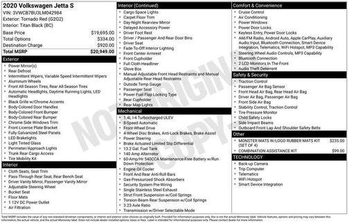 Tornado Red 2020 Volkswagen Jetta 1.4T S