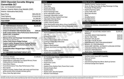 2023 Chevrolet Corvette Stingray w/3LT