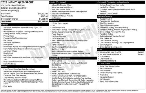 2023 INFINITI QX50 SPORT