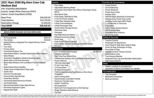 2021 RAM 2500 Lone Star Crew Cab 4x4 6'4' Box