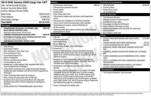 2014 GMC Savana 2500 Work Van