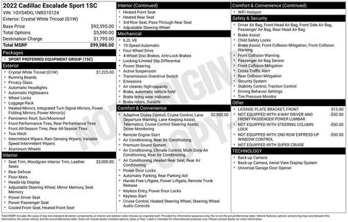 2022 Cadillac Escalade Sport