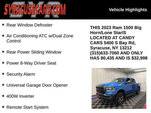 Hydro Blue Pearlcoat 2023 RAM 1500 Big Horn/Lone Star