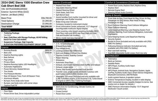 Summit White 2024 GMC Sierra 1500 Elevation