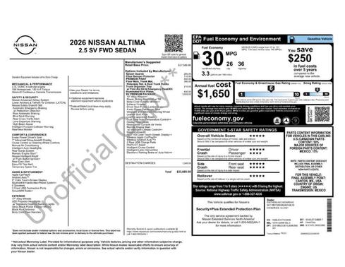 Scarlet Ember 2026 Nissan Altima 2.5 SV