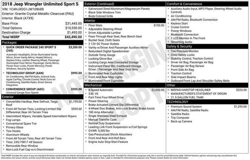 2018 Jeep Wrangler Unlimited Sport