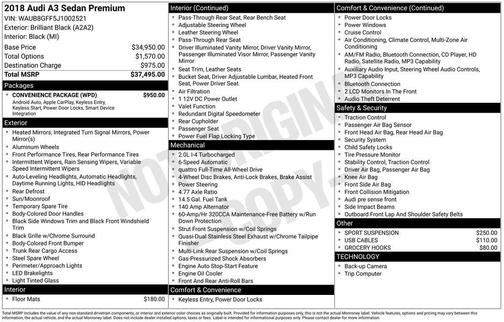 2018 Audi A3 2.0T Premium