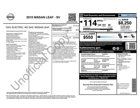 Brilliant Silver 2015 Nissan Leaf SV
