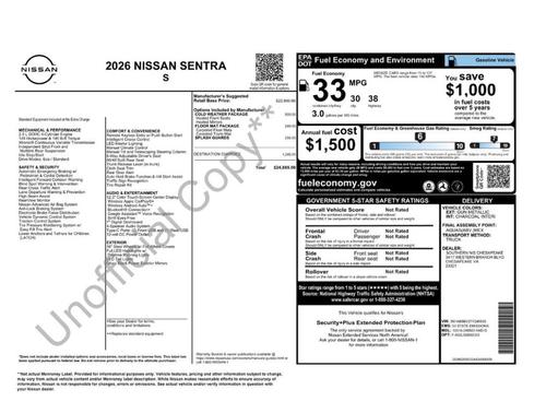 Gun Metallic 2026 Nissan Sentra S