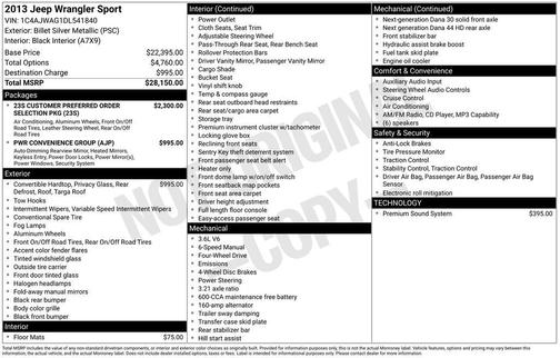 Gray 2013 Jeep Wrangler Sport