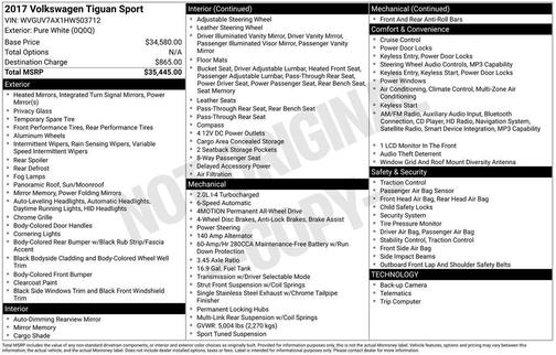 2017 Volkswagen Tiguan 2.0T Sport