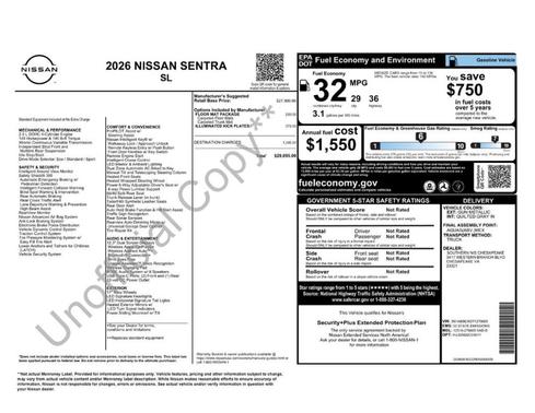 Gun Metallic 2026 Nissan Sentra SL