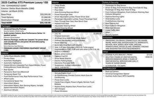 2025 Cadillac XT5 Premium Luxury
