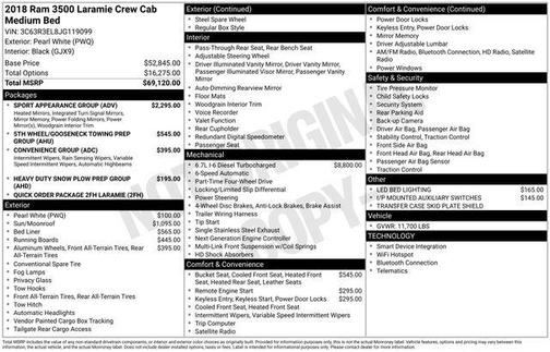 2018 RAM 3500 Laramie Crew Cab 4x4 6'4' Box