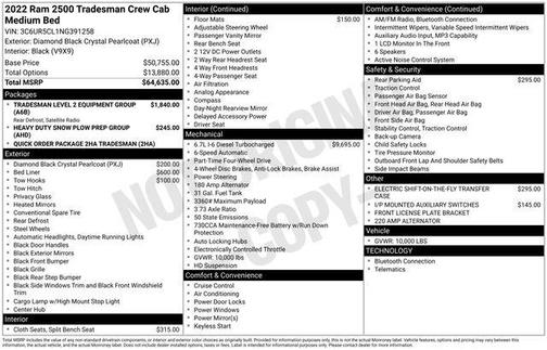 2022 RAM 2500 Tradesman Crew Cab 4x4 6'4' Box