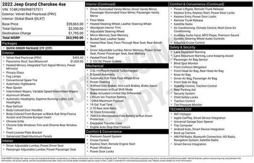 Velvet Red Pearlcoat 2022 Jeep Grand Cherokee 4xe Base