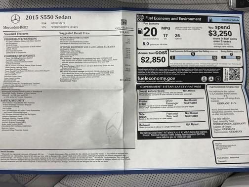 2015 Mercedes-Benz S-Class S550