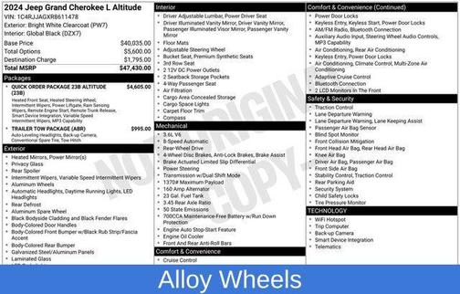 Bright White Clearcoat 2024 Jeep Grand Cherokee L Altitude
