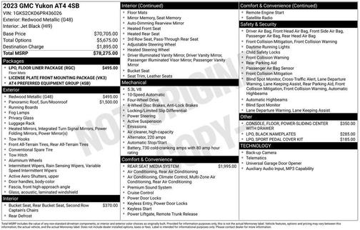 Redwood Metallic 2023 GMC Yukon 4WD AT4