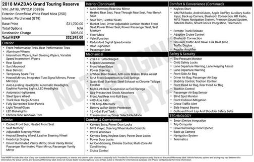 2018 Mazda Mazda6 Grand Touring Reserve
