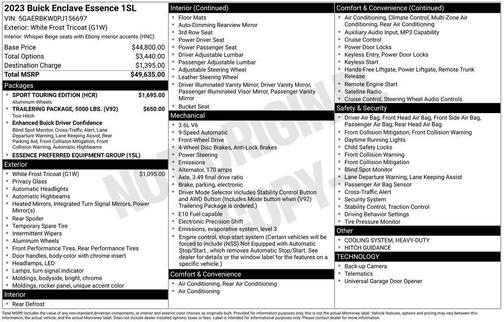 White Frost Tricoat 2023 Buick Enclave Essence FWD