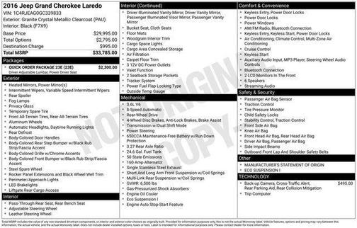 2016 Jeep Grand Cherokee Laredo
