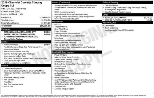 2019 Chevrolet Corvette Stingray