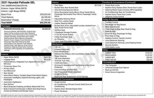 Hyper White 2021 Hyundai PALISADE SEL
