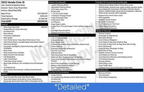 2022 Honda Civic Si Base