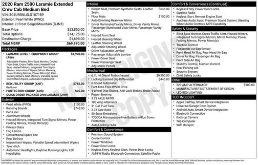 2020 RAM 2500 Laramie Mega Cab 4X4 6'4' Box