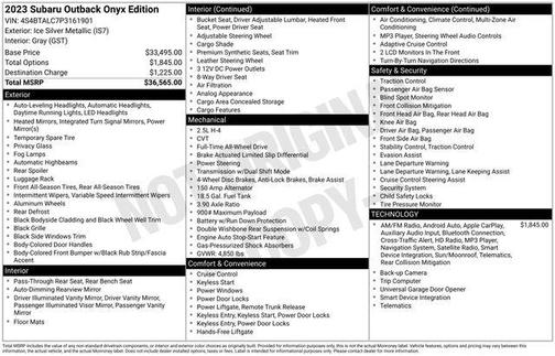 Ice Silver Metallic 2023 Subaru Outback Onyx Edition