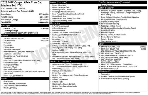 Volcanic Red Tintcoat 2023 GMC Canyon AT4X