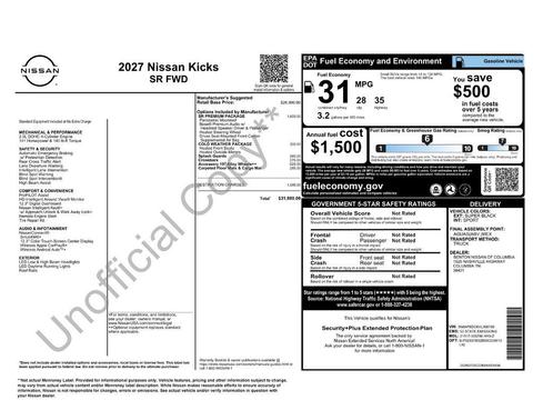 Super Black 2027 Nissan Kicks SR