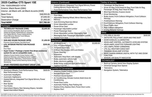 2025 Cadillac CT5 Sport