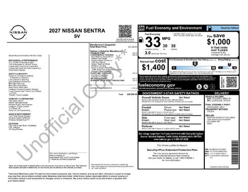 Atlantic Gray Metallic 2027 Nissan Sentra SV