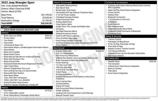 Black Clearcoat 2023 Jeep Wrangler Sport