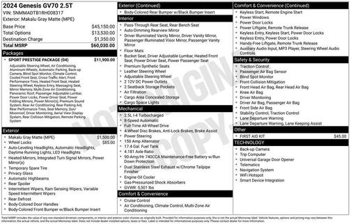 2024 Genesis GV70 2.5T AWD