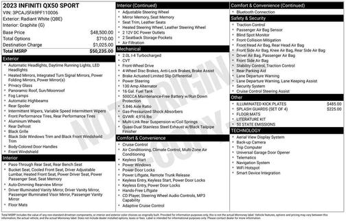 Radiant White 2023 INFINITI QX50 SPORT