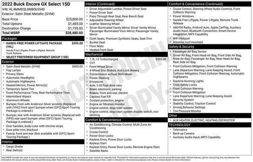 Satin Steel Gray Metallic 2022 Buick Encore GX Select