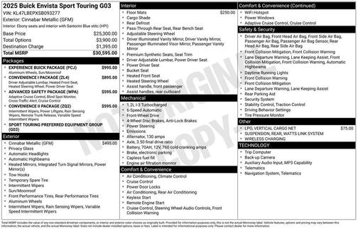 Cinnabar Metallic 2025 Buick Envista Sport Touring FWD