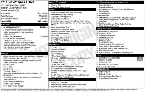 Liquid Platinum 2018 INFINITI Q70 3.7 LUXE