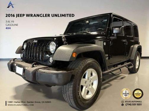Black 2016 Jeep Wrangler Unlimited Sport