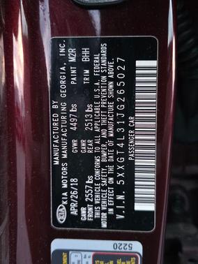Sangria 2018 Kia Optima LX