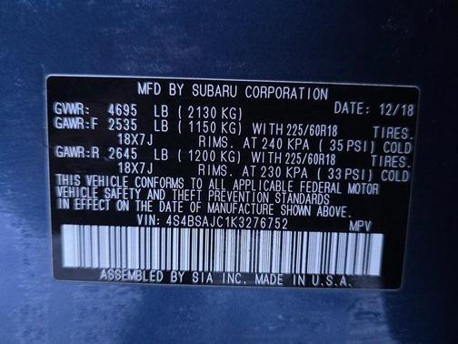 2019 Subaru Outback 2.5i Limited