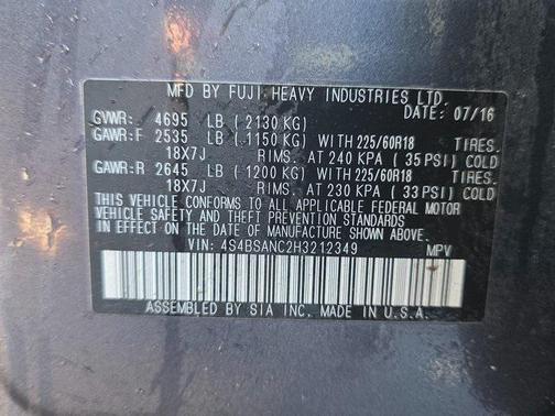 2017 Subaru Outback 2.5i Limited